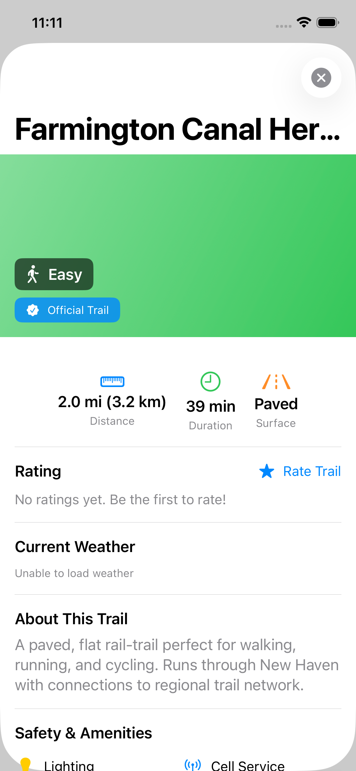 SafeRouteNavigator Trail Detail